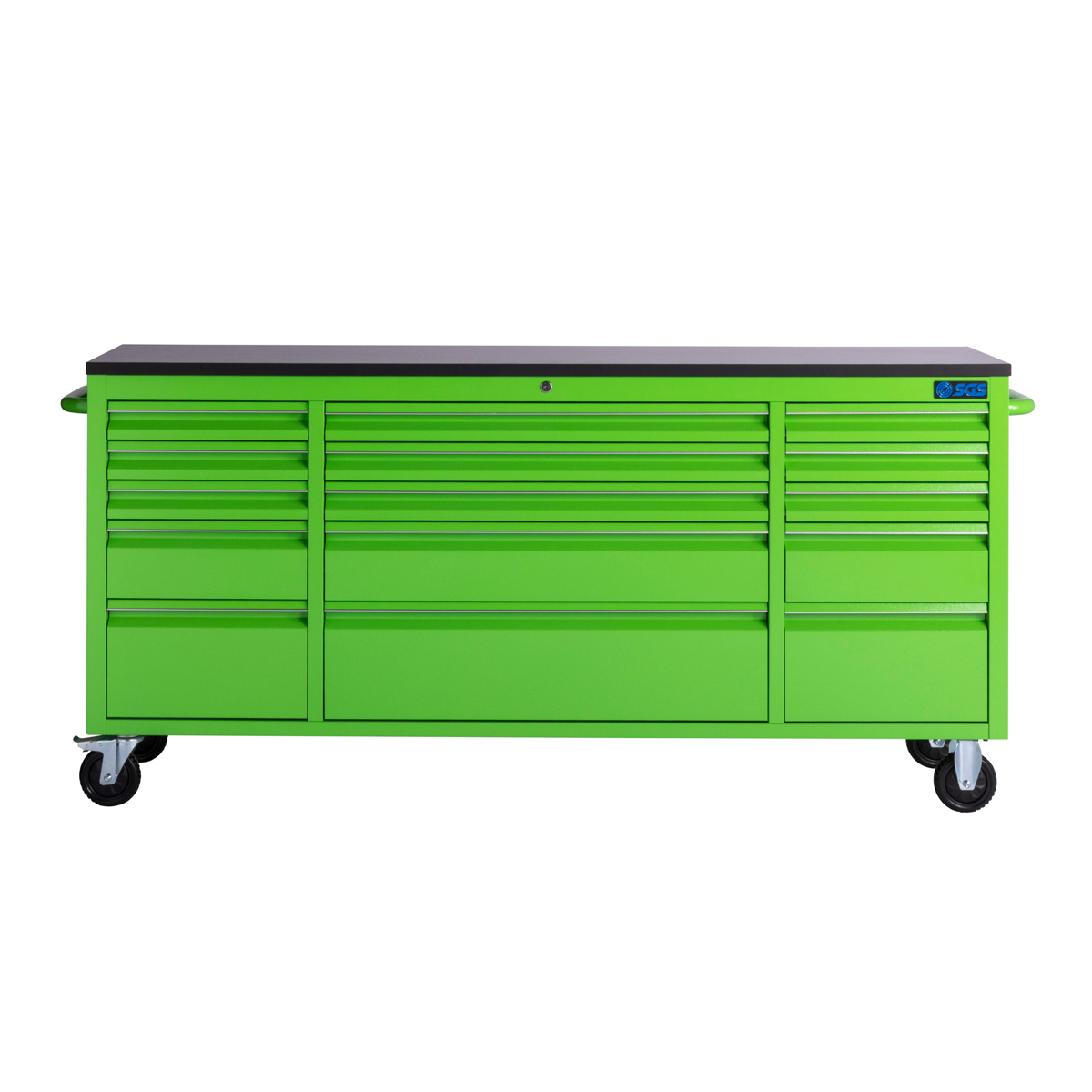 SGS 72in 15 Drawer Mobile Workbench & Heavy Duty Tool Chest | Green